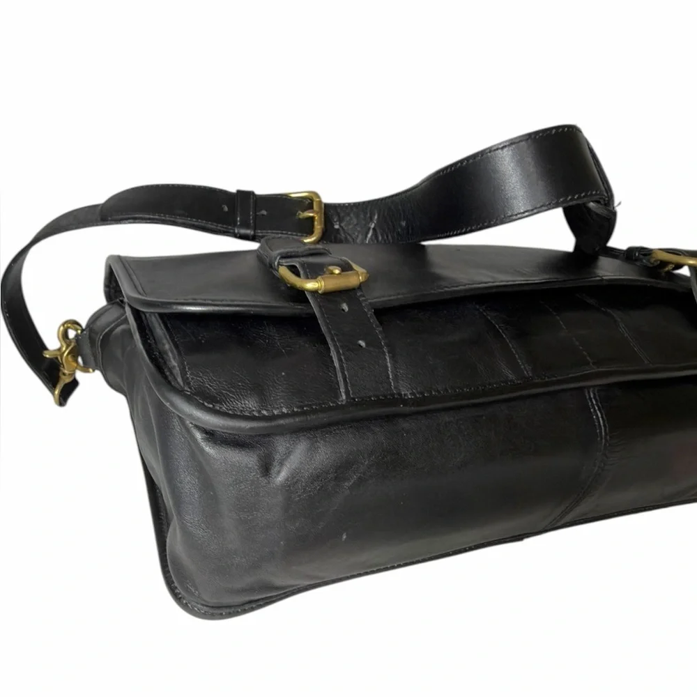 Coach Vintage Briefcase Bag 0514 Black Glove Tanned Leather Top Handle Crossbody